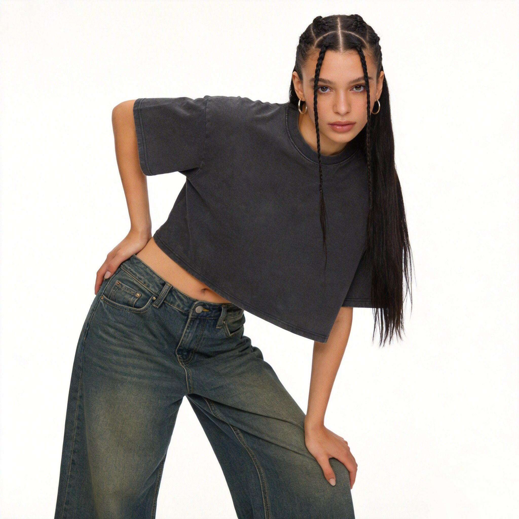 240gsm women vintage washed crop short sleeve t shirt 240gsm women vintage washed crop short sleeve t shirt